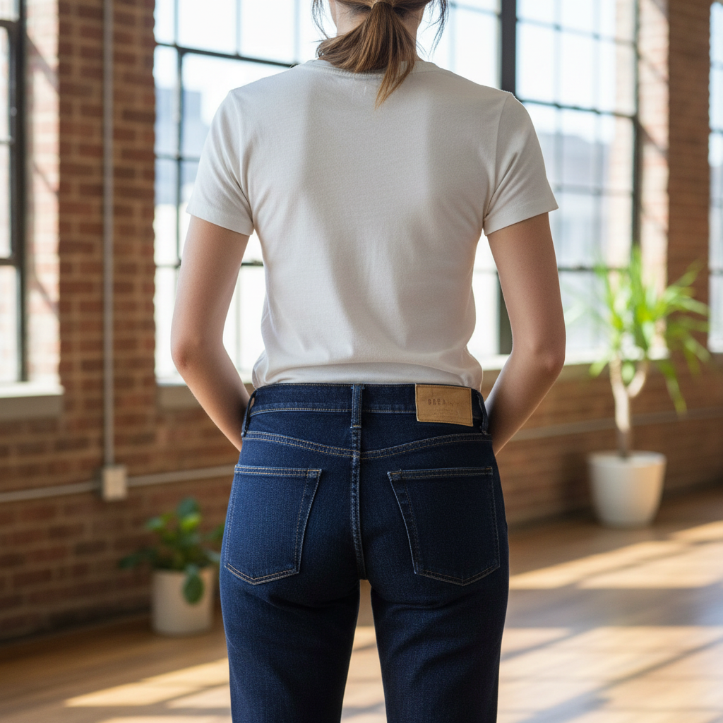 Women's Dark Blue Straight-Leg Premium Denim Jeans