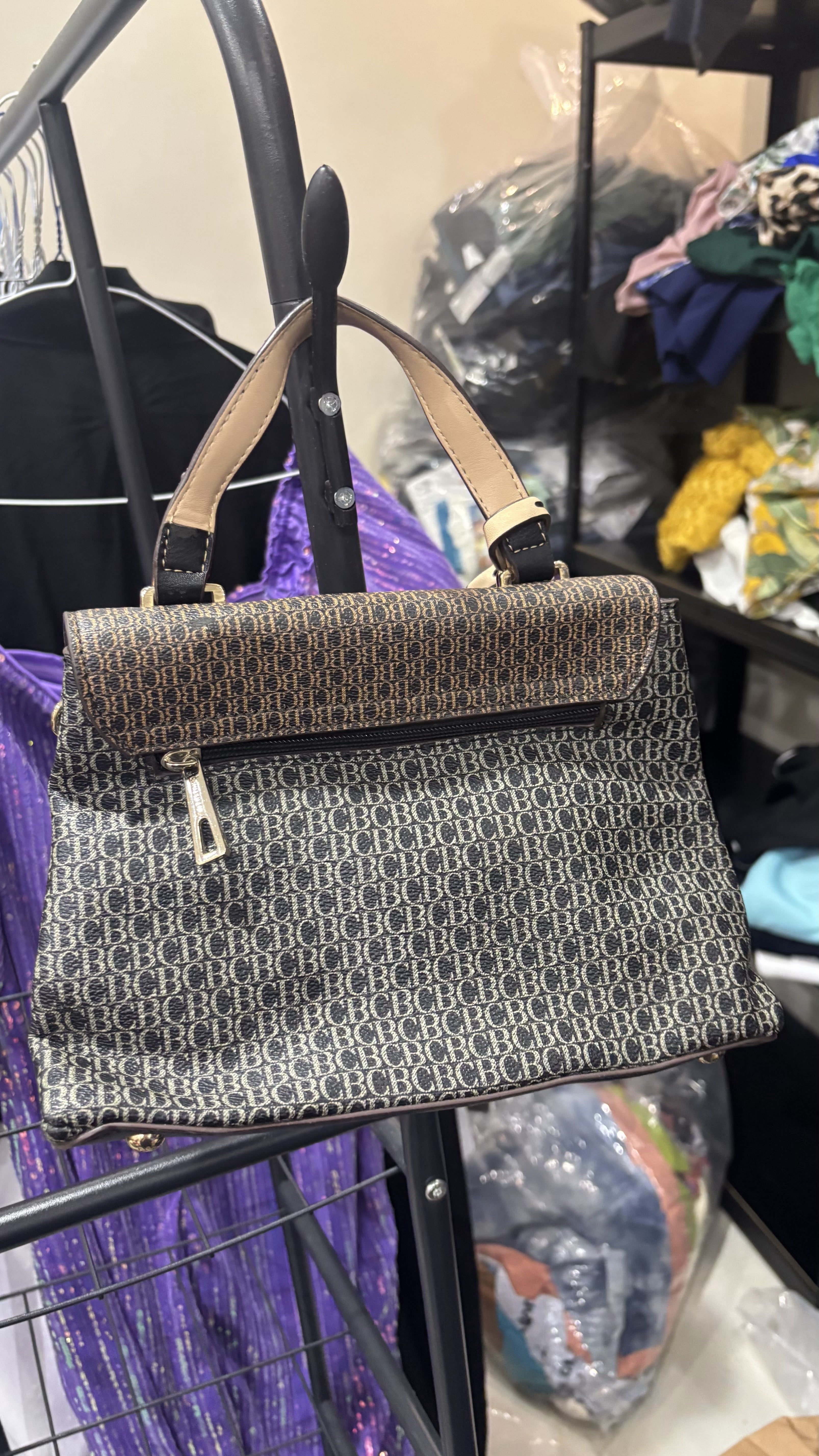 Chrisbella Monogram Top-Handle Flap Bag