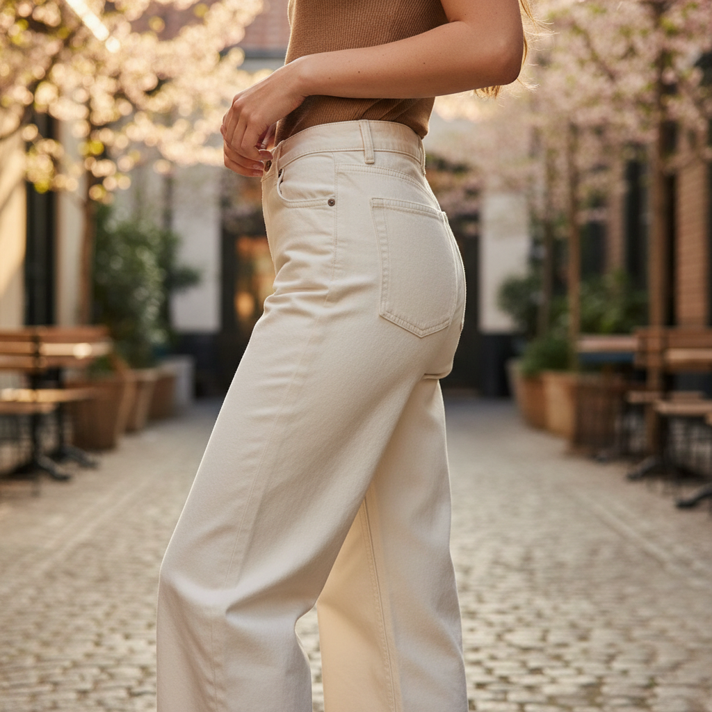 Max Women's Off-White High-Rise Wide-Leg Pants