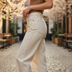 Max Women's Off-White High-Rise Wide-Leg Pants