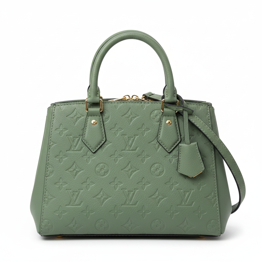 Louis Vuitton Green Monogram Embossed Leather Handbag