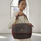 COACH NEW YORK Burgundy Monogram Coated Canvas Crossbody Bag
