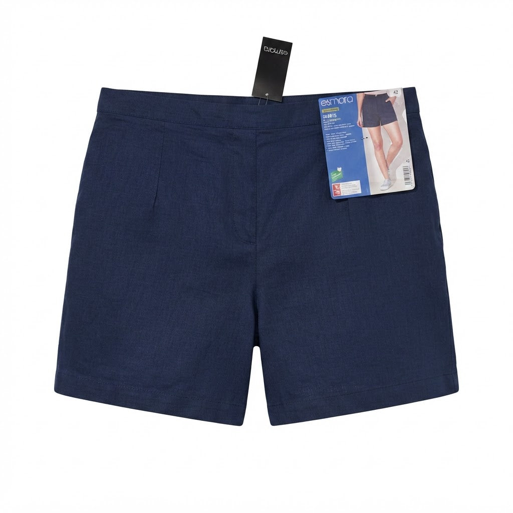Women's Navy navy Pleated High-Waist Summer Shorts