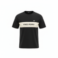 FRED PERRY Men's Black Crew Neck T-Shirt with White Chest St