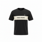FRED PERRY Men's Black Crew Neck T-Shirt with White Chest St