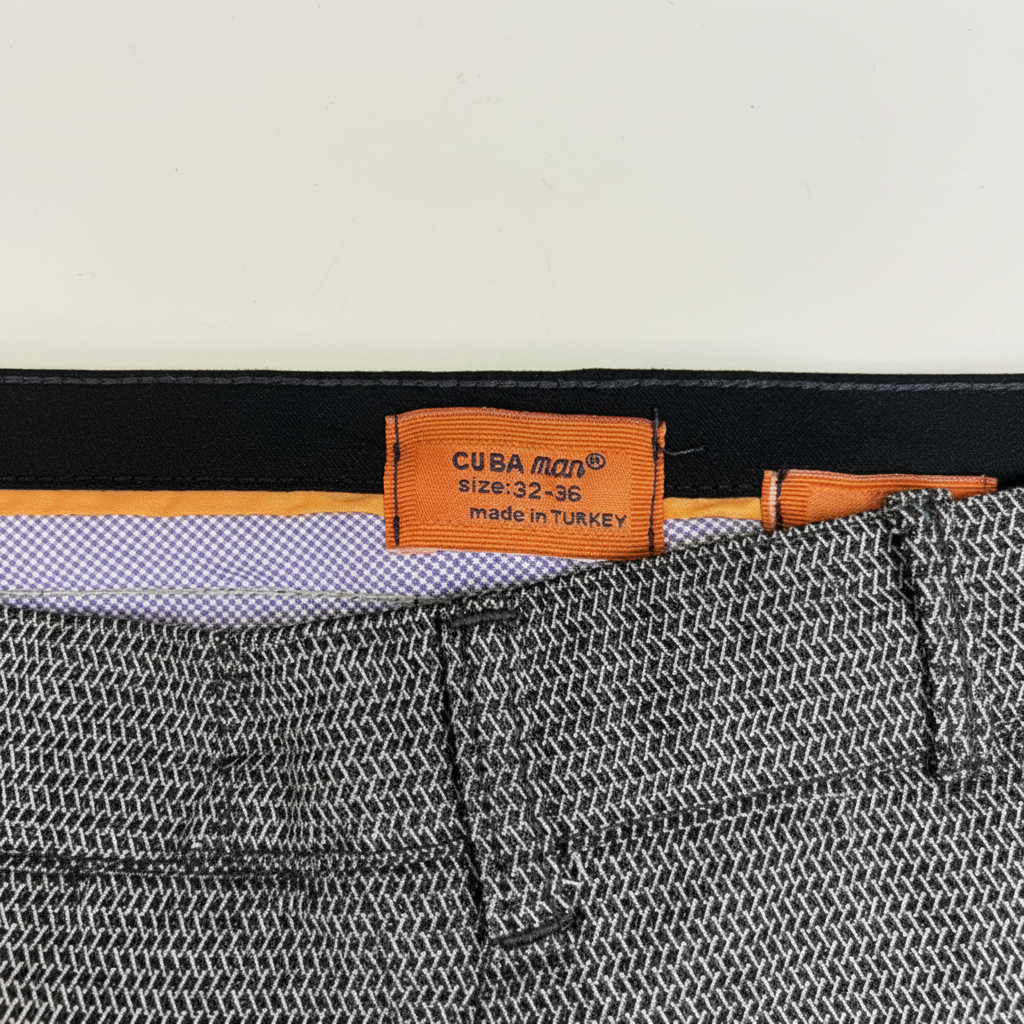 CUBA man® Men's Grey Micro-Pattern Slim-Fit Tailored Trouser