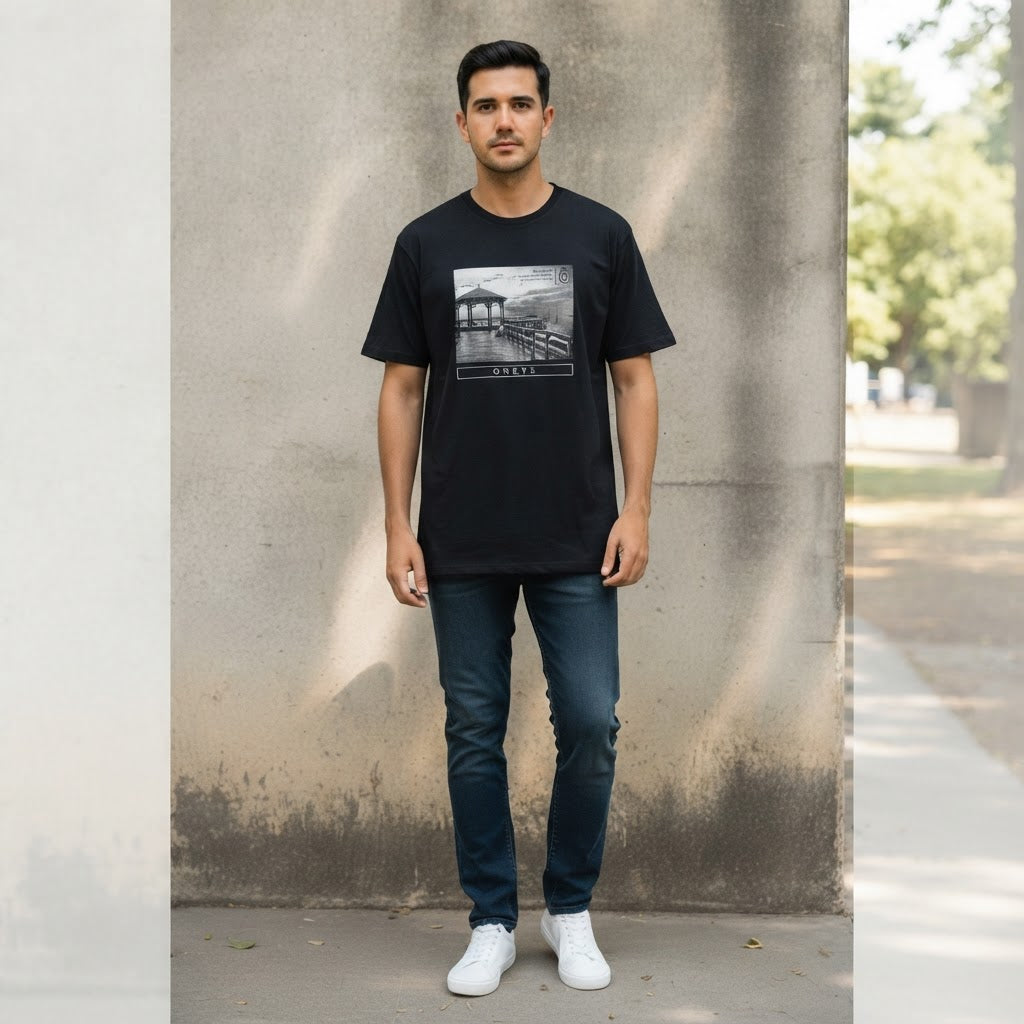 ONEYE Black ONEYE Graphic Print Relaxed T-Shirt