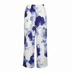 Women's Blue and White Floral Wide Leg Trousers