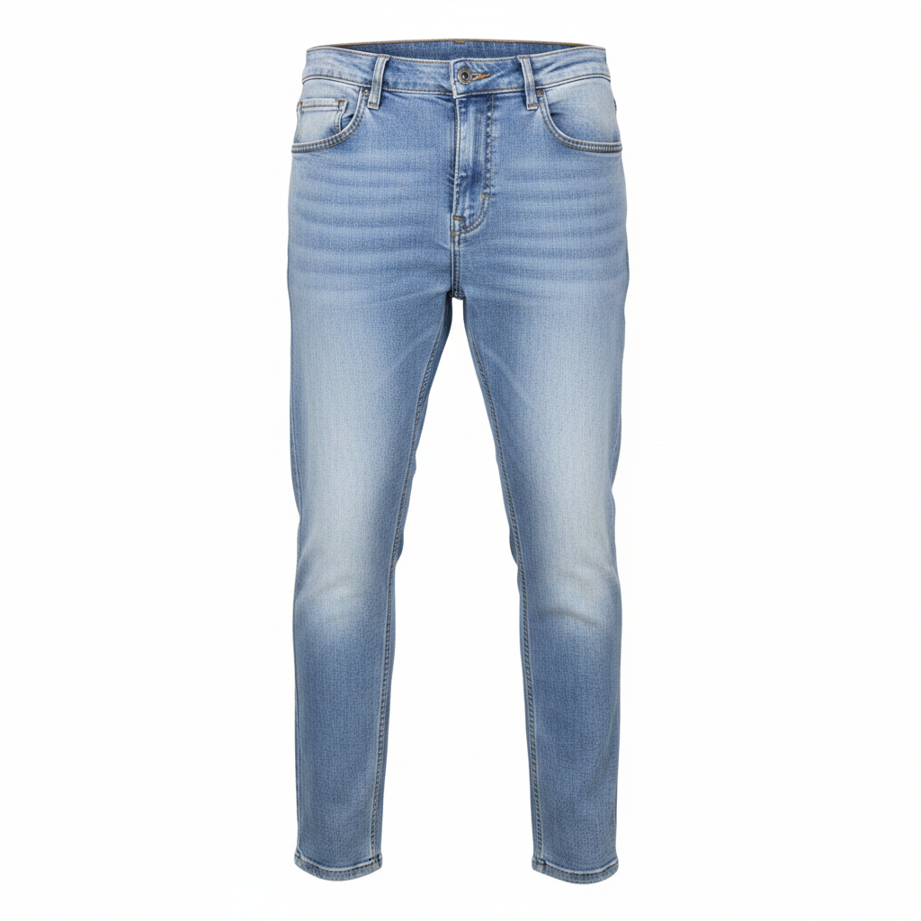 Men's Light Blue Slim-Fit Faded Denim Jeans