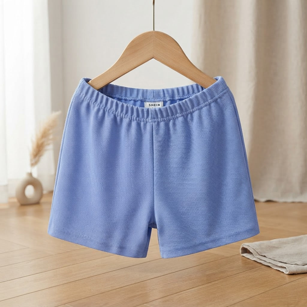 SHEIN SHEIN Cornflower Blue Piqué Knit Toddler Elastic Short