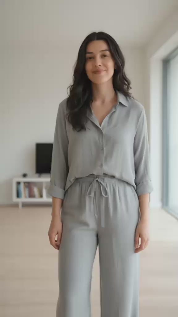Women's Yellow Rayon Shirt and Pants Set