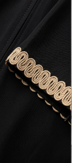 Women's Black Embroidered Kaftan Abaya with Gold Trim